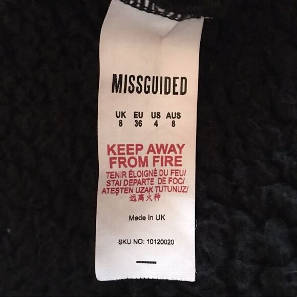 🔃Missguided Teddy V Front Black Cropped Hoodie - Picture 5 of 6